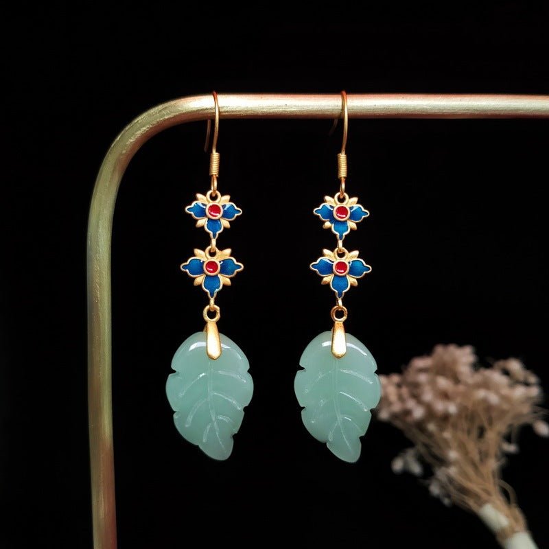 Ancient Gold-plated Enamel Painted Earrings-Jewearrings