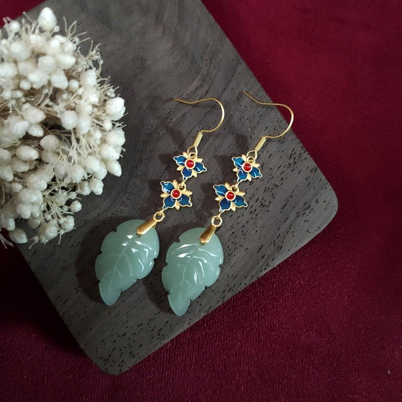 Ancient Gold-plated Enamel Painted Earrings-Jewearrings