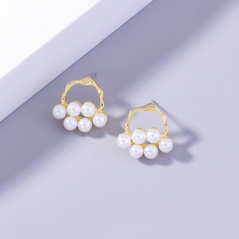 Ancient Gold Shaped Geometric Pearl Earrings Female Accessories-Jewearrings