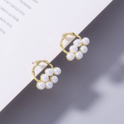 Ancient Gold Shaped Geometric Pearl Earrings Female Accessories-Jewearrings