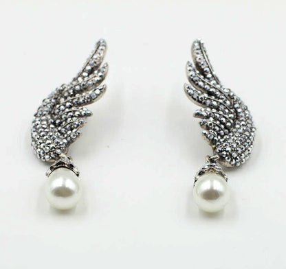 Angel Earrings Alloy Diamond Pearl-Jewearrings