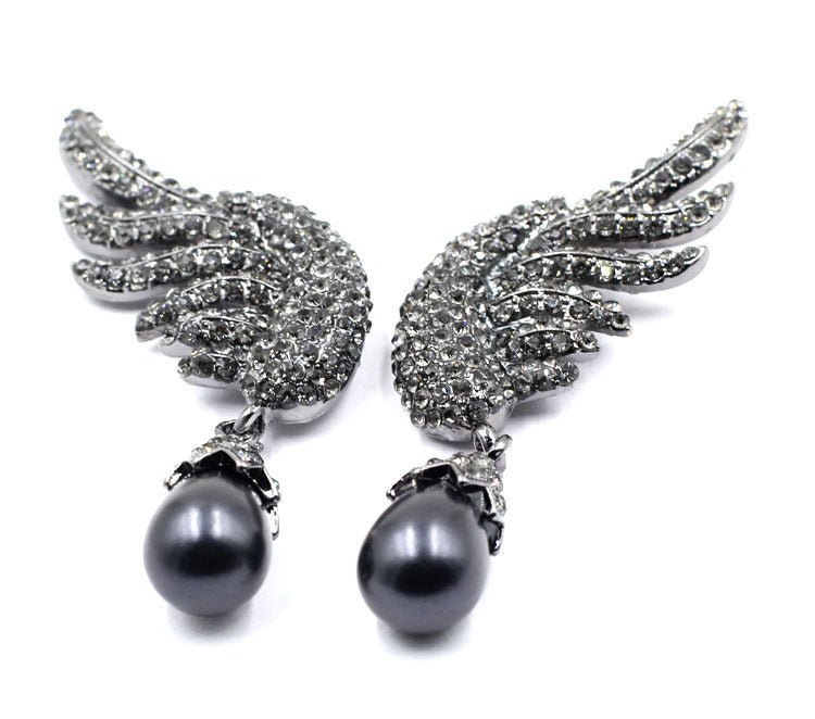 Angel Earrings Alloy Diamond Pearl-Jewearrings