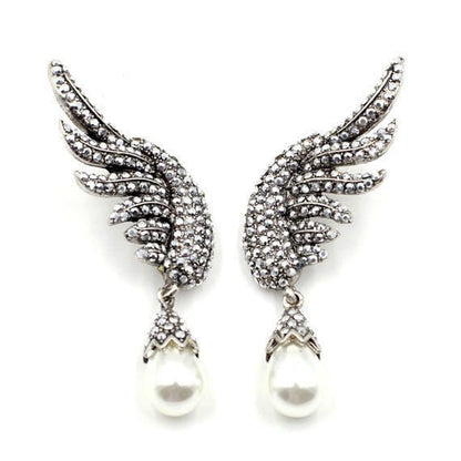 Angel Earrings Alloy Diamond Pearl-Jewearrings