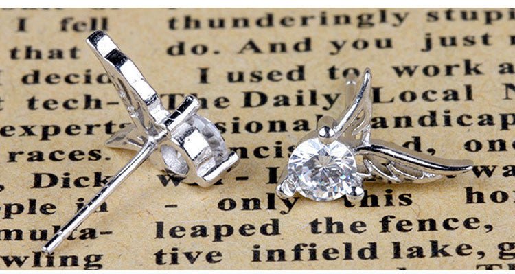 Angel Earrings Alloy Silver Plated CZ-Jewearrings