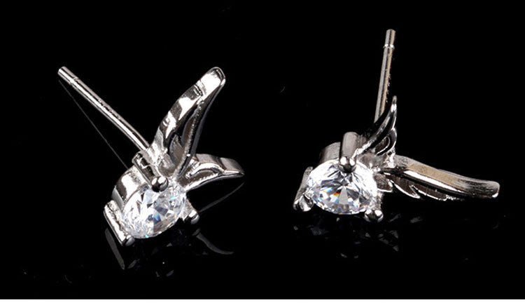 Angel Earrings Alloy Silver Plated CZ-Jewearrings