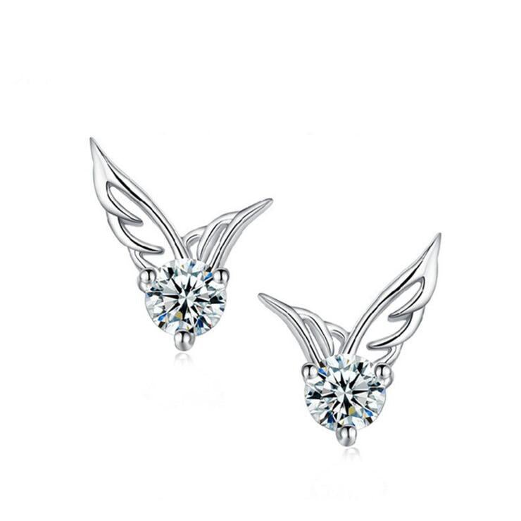 Angel Earrings Alloy Silver Plated CZ-Jewearrings