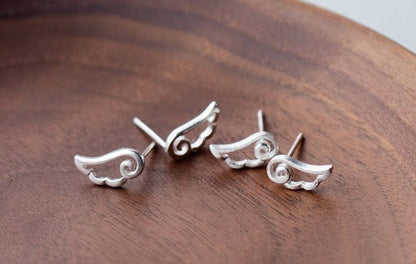 Angel Earrings Brushed Silver-Jewearrings