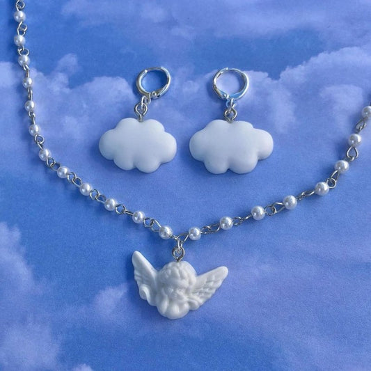 Angel Earrings Cloud Necklace Stud Earrings-Jewearrings