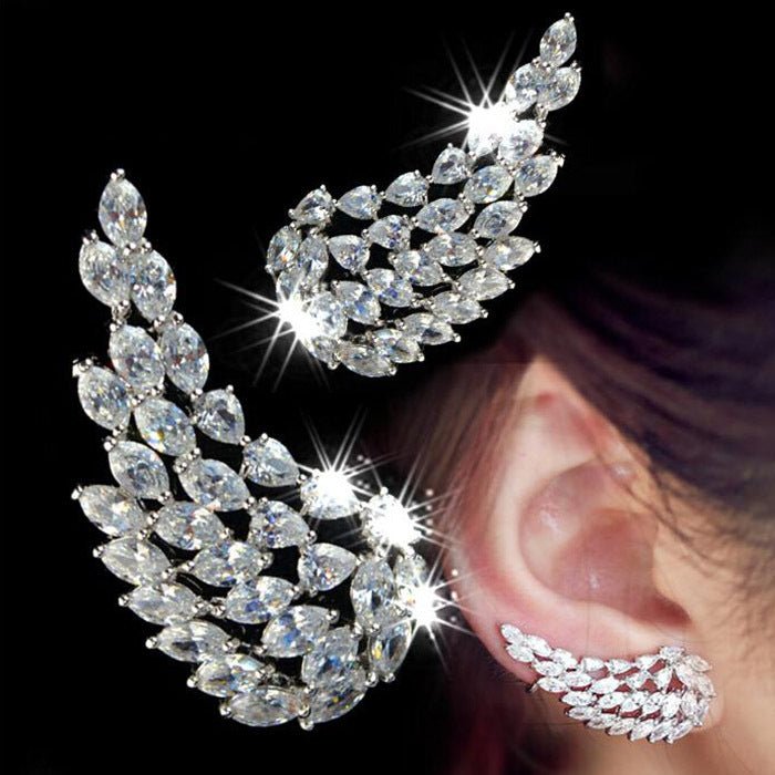 Angel Earrings Cubic Zirconia Studs-Jewearrings