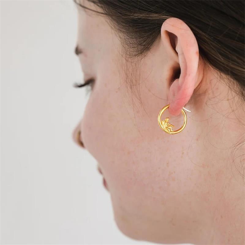 Angel Earrings Gold Plated Silver-Jewearrings