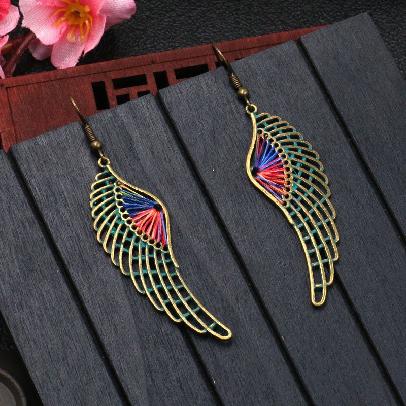 Angel Earrings Hollow Alloy Wings-Jewearrings