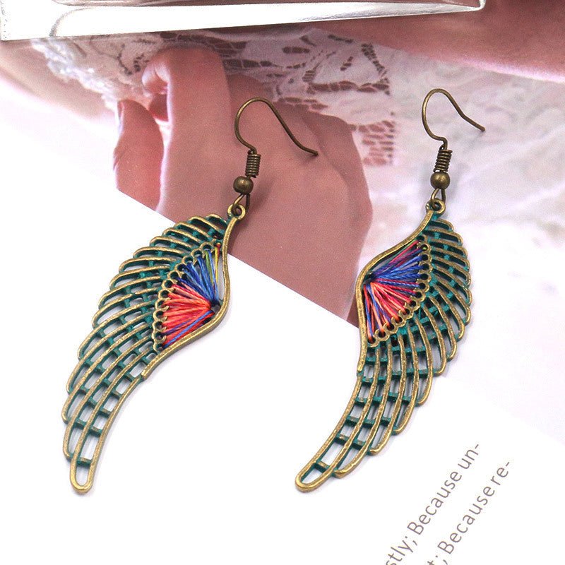 Angel Earrings Hollow Alloy Wings-Jewearrings