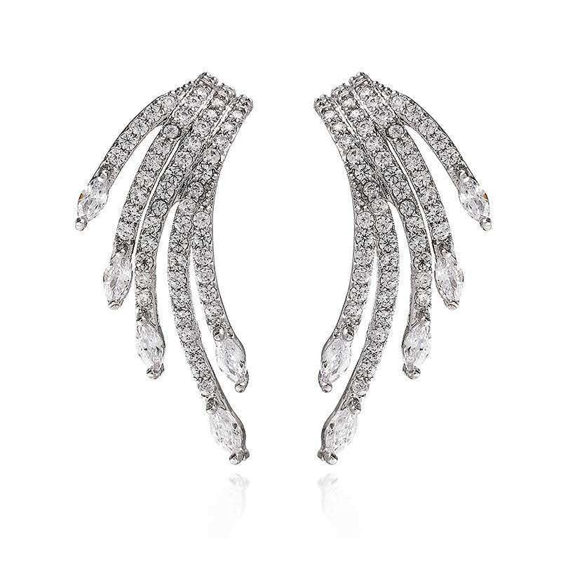 Angel Earrings Medium Zircon Studs-Jewearrings