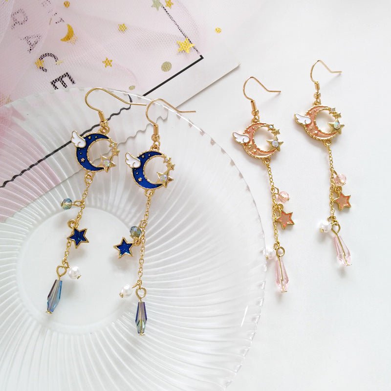 Angel Earrings Moon Pearl Earrings-Jewearrings