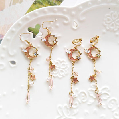 Angel Earrings Moon Pearl Earrings-Jewearrings