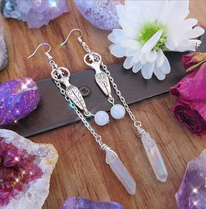 Angel Earrings Moonstone Wrap Earrings-Jewearrings