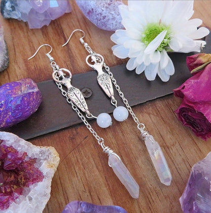 Angel Earrings Moonstone Wrap Earrings-Jewearrings