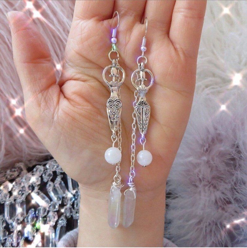 Angel Earrings Moonstone Wrap Earrings-Jewearrings