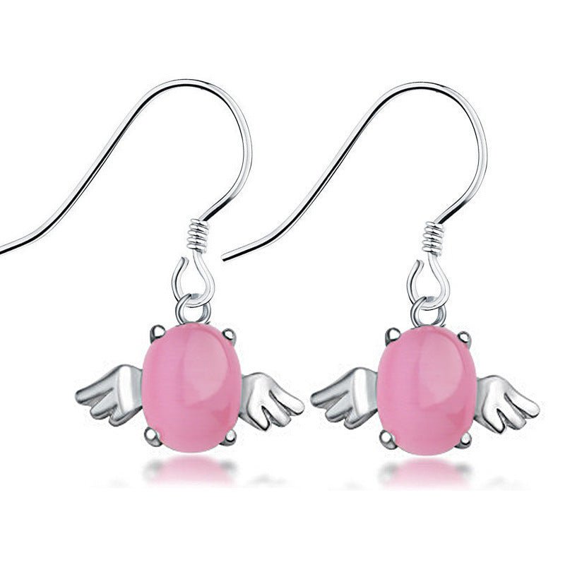 Angel Earrings: Pink Moonstone-Jewearrings