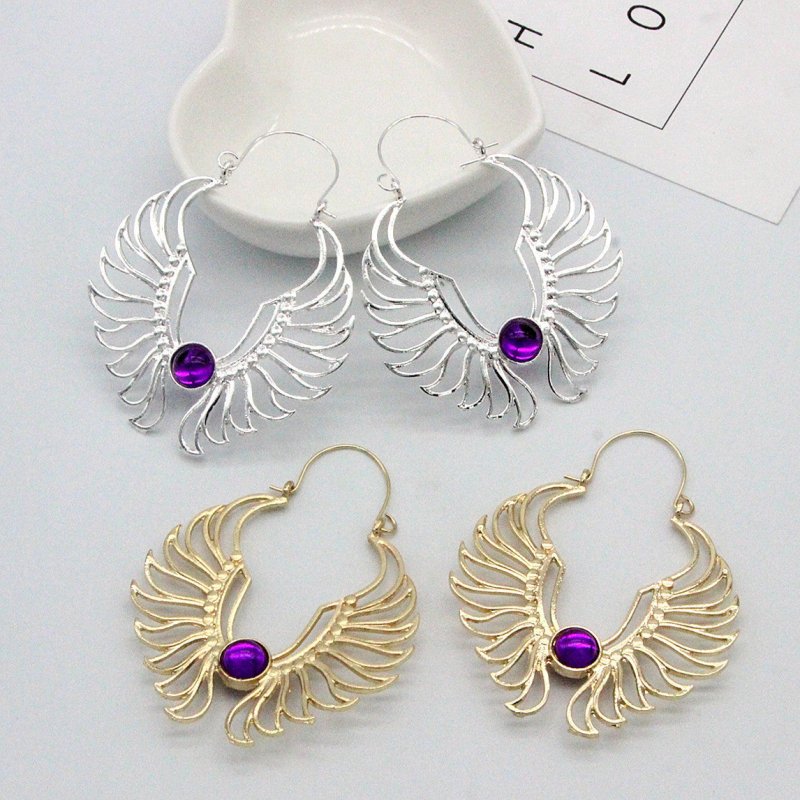 Angel Earrings Purple Diamond-Jewearrings