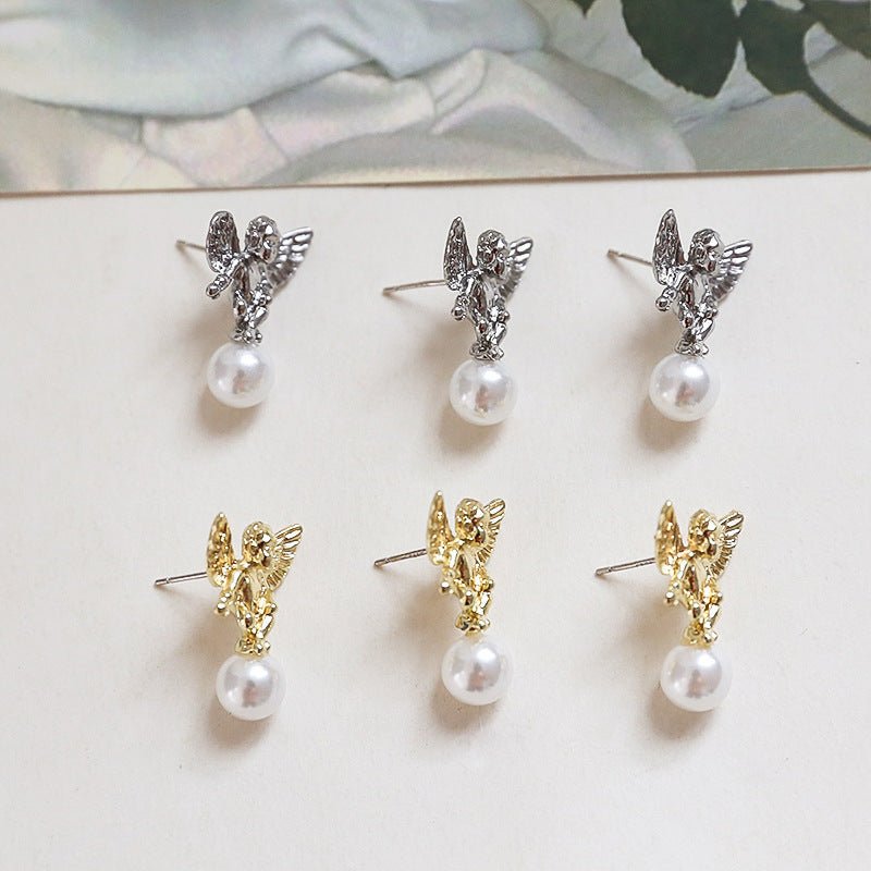 Angel Earrings Retro Baroque Pearl Studs-Jewearrings