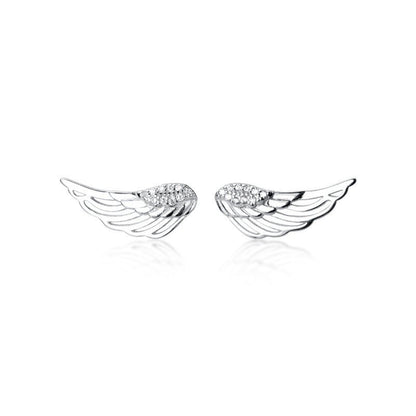 Angel Earrings Silver Diamond Earrings-Jewearrings