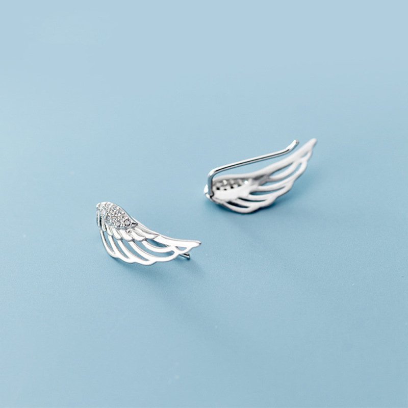 Angel Earrings Silver Diamond Earrings-Jewearrings