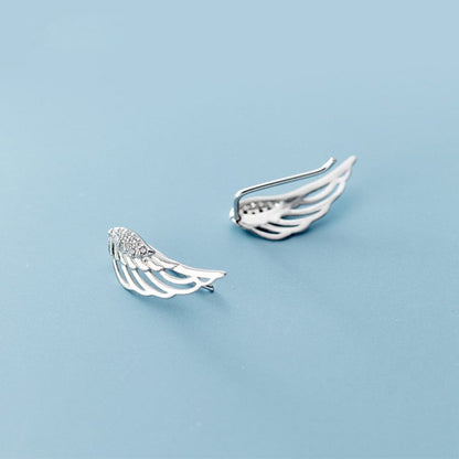 Angel Earrings Silver Diamond Earrings-Jewearrings