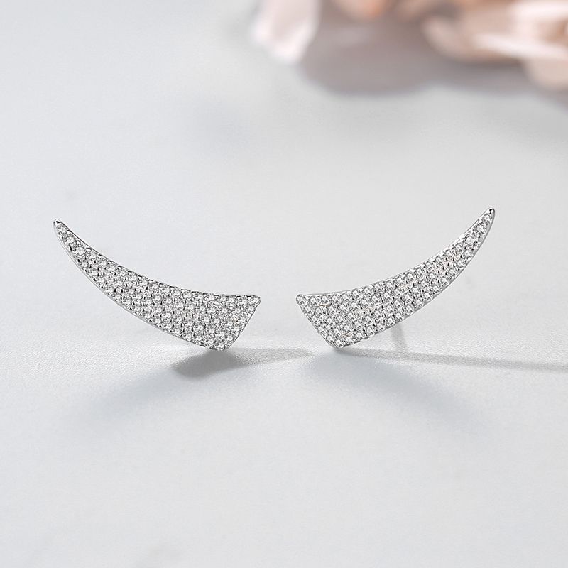 Angel Earrings Silver Diamond Wings-Jewearrings