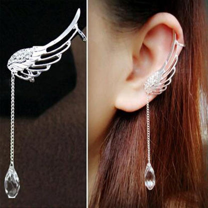 Angel Earrings Silver Wing Crystal Earrings-Jewearrings