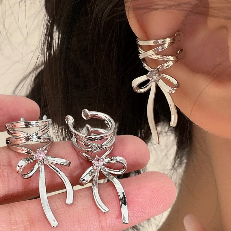 Angel Earrings: Stylish Ribbon Bow-knot Ear Cuff-Jewearrings