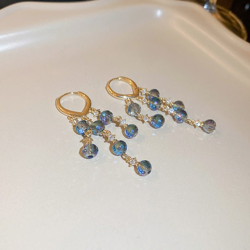 Antique Zircon Blue Crystal Bead Earrings-Jewearrings