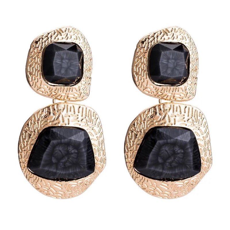 Artificial Gemstone Gold Earrings Female Retro Autumn Earrings-Jewearrings