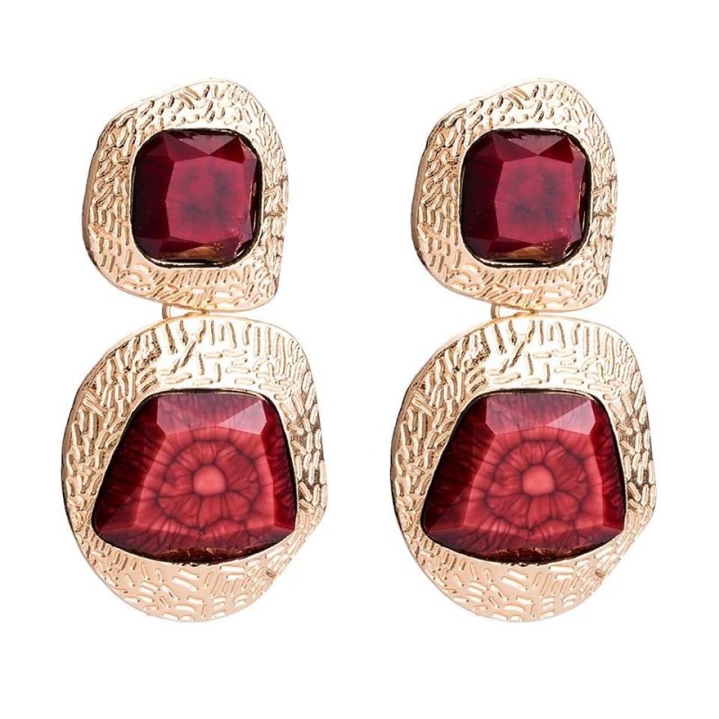 Artificial Gemstone Gold Earrings Female Retro Autumn Earrings-Jewearrings