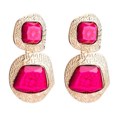 Artificial Gemstone Gold Earrings Female Retro Autumn Earrings-Jewearrings