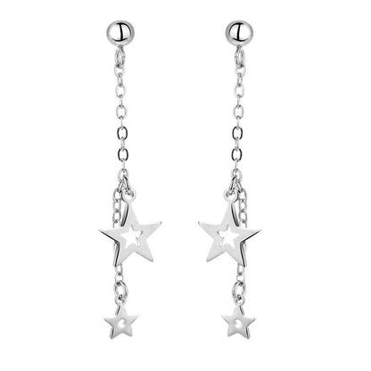 Asymmetric 925 Sterling Silver Women's Earrings Long Star Moon Party Jewelry Gift-Jewearrings