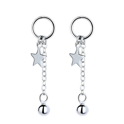 Asymmetric 925 Sterling Silver Women's Earrings Long Star Moon Party Jewelry Gift-Jewearrings