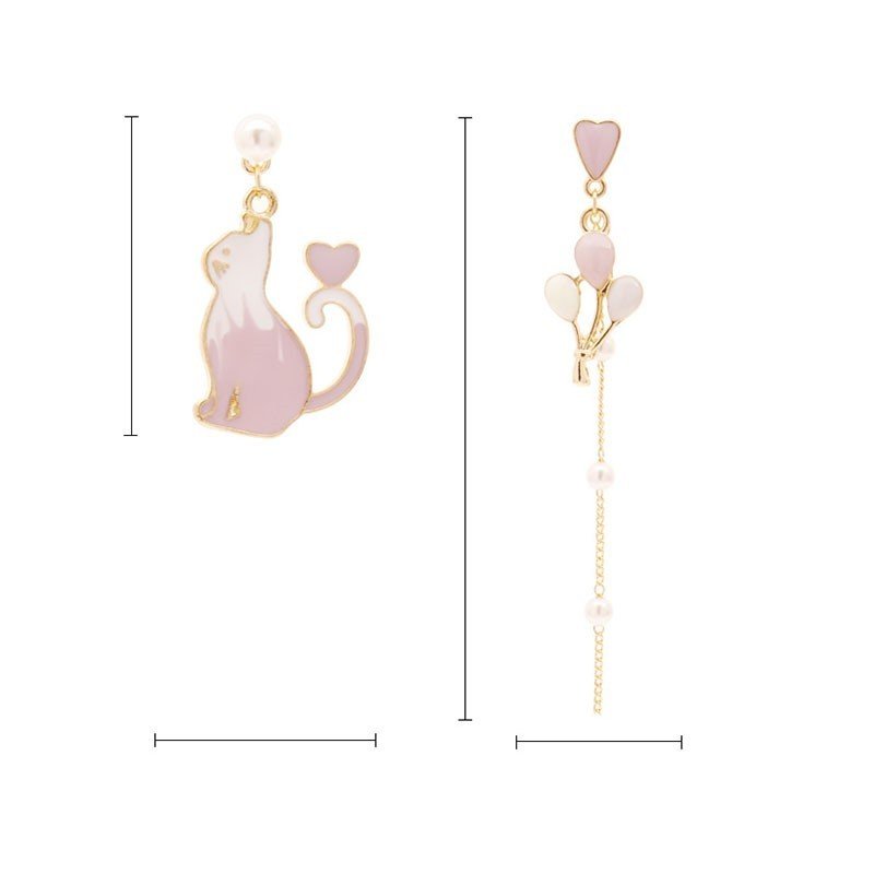 Asymmetrical Stud Earrings Flower Tassel Earring Ear Clip-Jewearrings