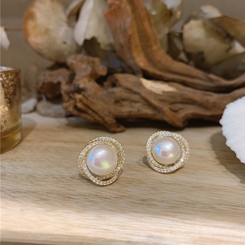 Atmospheric Pearl Earrings Korean Temperament Long Diamond Pearls-Jewearrings