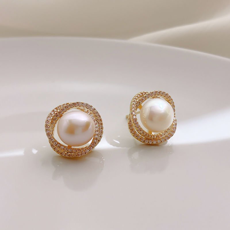 Atmospheric Pearl Earrings Korean Temperament Long Diamond Pearls-Jewearrings