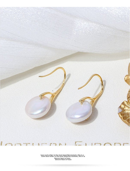 Autumn And Winter New 14K Gold Button Pearl Earhook Women'S Baroque Pearl Earrings-Jewearrings