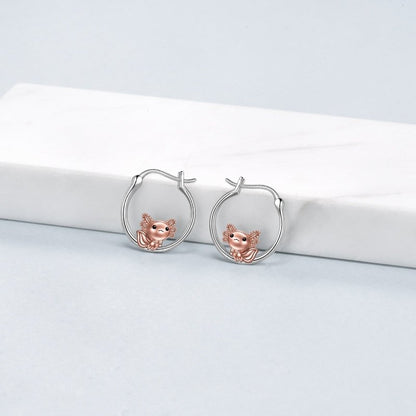 Axolotl Hoop Earrings for Women 925 Sterling Silver Axolotl Jewelry-Jewearrings