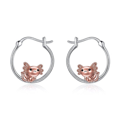 Axolotl Hoop Earrings for Women 925 Sterling Silver Axolotl Jewelry-Jewearrings