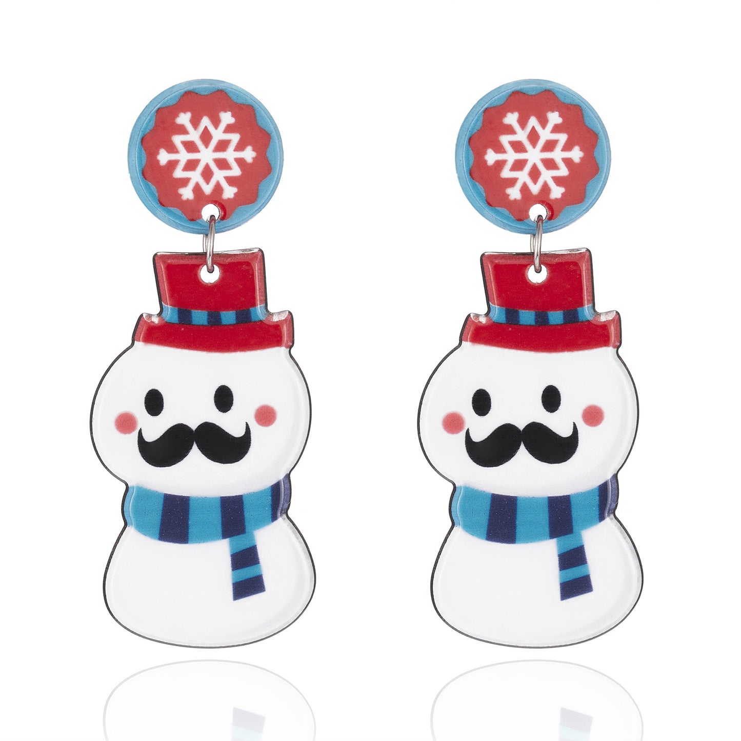 Fashionable Christmas Beard Hooded Scarf Snowman Snowflake Resin Stud Earrings-Jewearrings