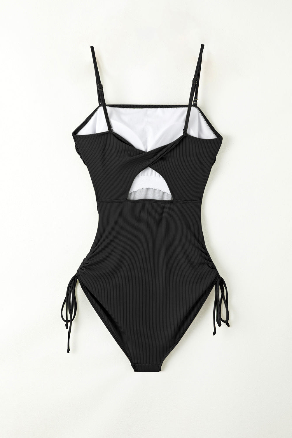 Drawstring Spaghetti Strap One-Piece Swimwear-Jewearrings