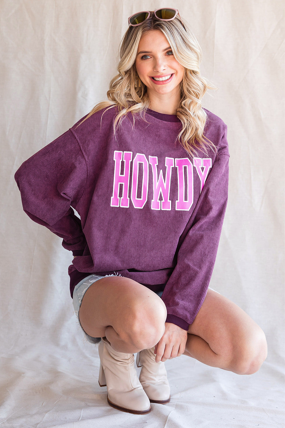 HOWDY Graphic Dropped Shoulder Sweatshirt-Jewearrings