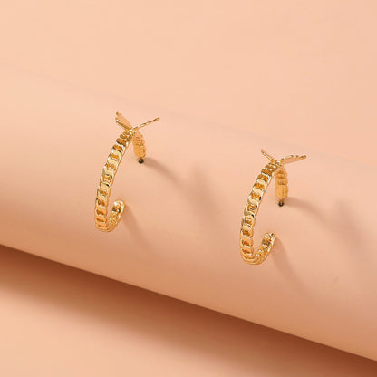 Shang Personality Geometric C-shaped Earrings Punk Metal Butterfly Ear Hoop Earrings-Jewearrings