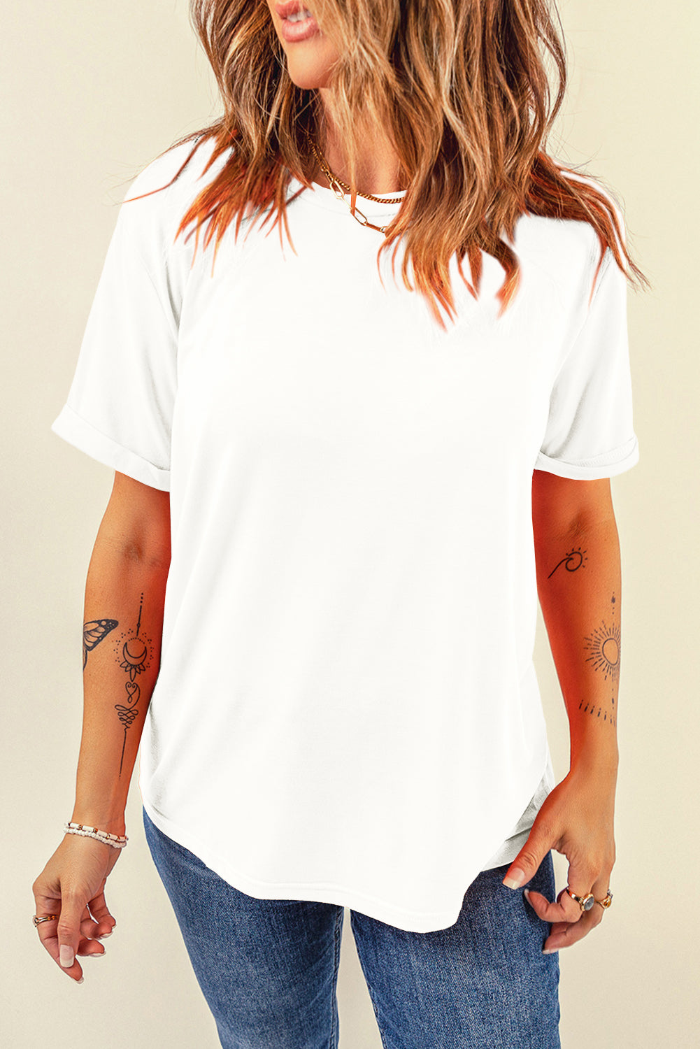 Round Neck Short Sleeve T-Shirt-Jewearrings