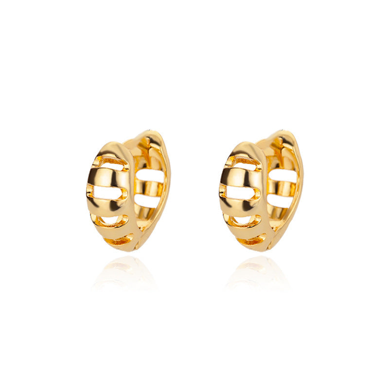 Lock Female Oval Geometric Zircon-encrusted Stud Earrings-Jewearrings