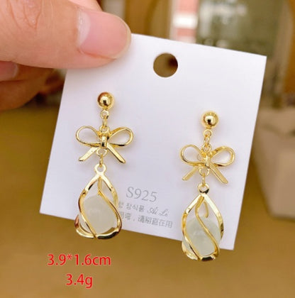 Retro Opal Earrings Korea Dongda Temperament Without Pierced Ears-Jewearrings